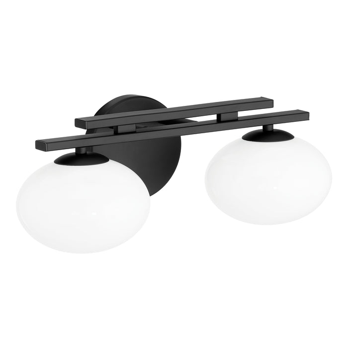Julep 16-inch 2-light Matte Black Vanity Light with Opal Glass Shades