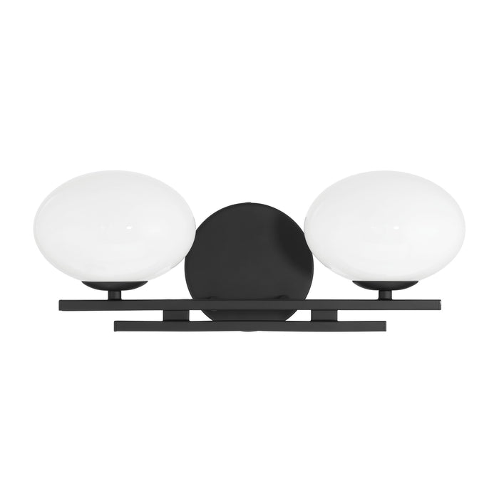 Julep 16-inch 2-light Matte Black Vanity Light with Opal Glass Shades