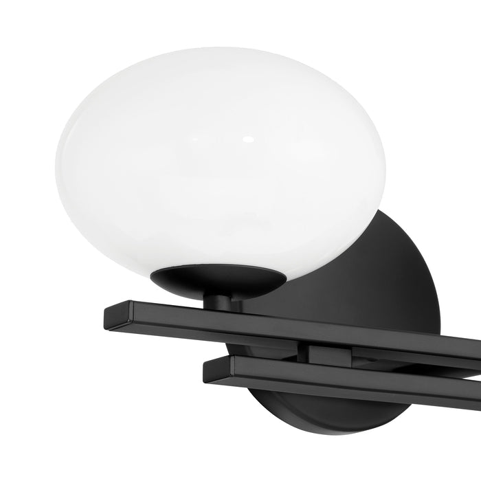Julep 16-inch 2-light Matte Black Vanity Light with Opal Glass Shades
