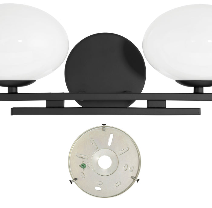 Julep 16-inch 2-light Matte Black Vanity Light with Opal Glass Shades