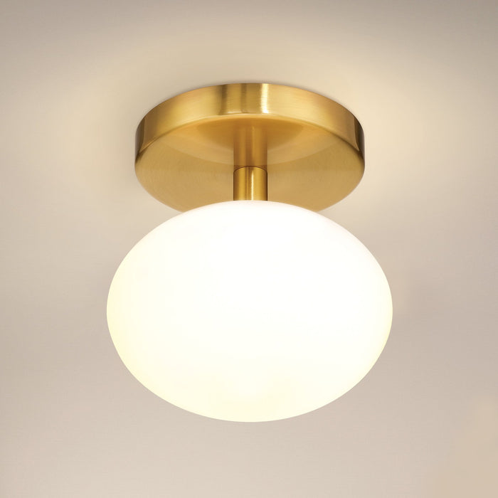 Julep 6-inch 1-light Brushed Gold Semi-Flush Mount with Opal Glass Shade