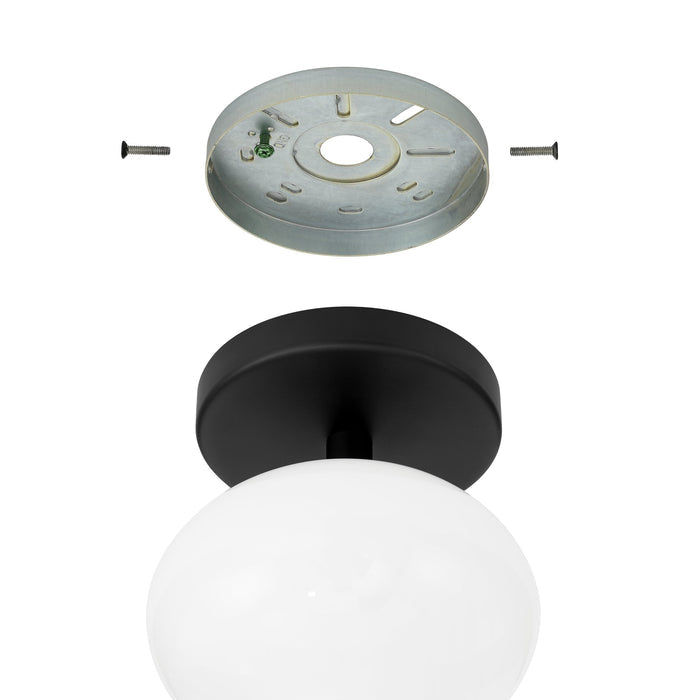 Julep 6-inch 1-light Matte Black Semi-Flush Mount with Opal Glass Shade