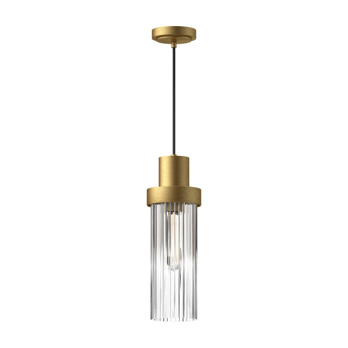 Brushed Gold/Clear Ribbed Glass