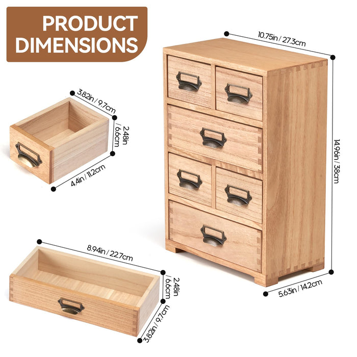 KIRIGEN Wooden Storage Cabinet Organizer Desktop Storage Drawers for Home Office Supplies Natural(4D6CG-NA)