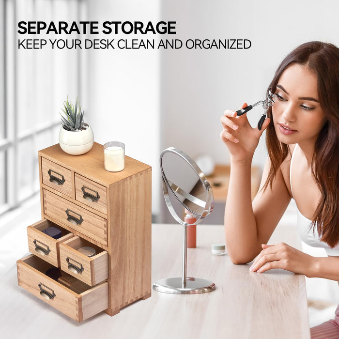 KIRIGEN Wooden Storage Cabinet Organizer Desktop Storage Drawers for Home Office Supplies Natural(4D6CG-NA)