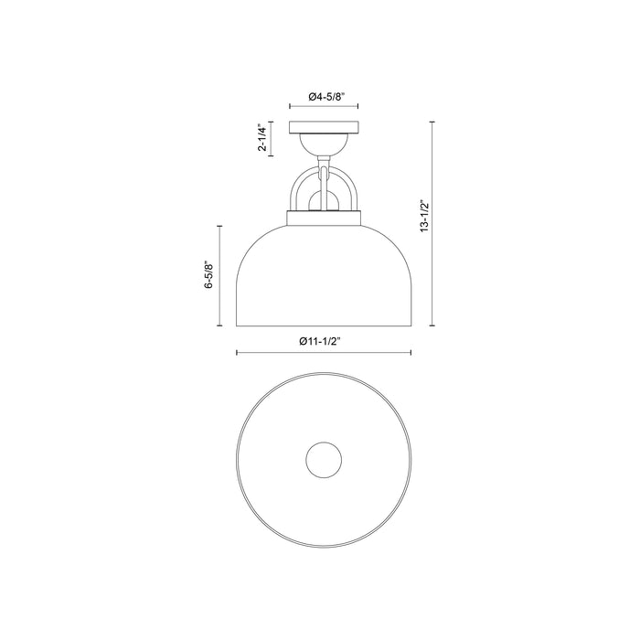 Lancaster 12-in Steel Semi-Flush Mount