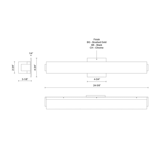 Latitude 25-in Aluminum Vanity Light