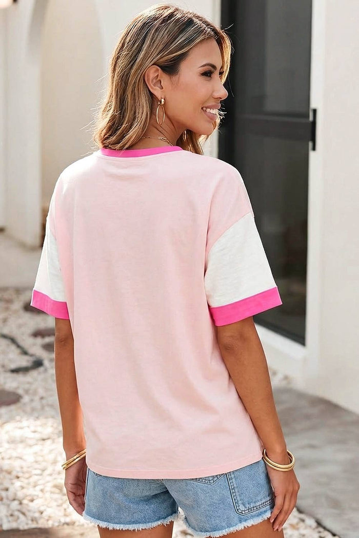LDC Shift Colorblock Round Neck Blouse