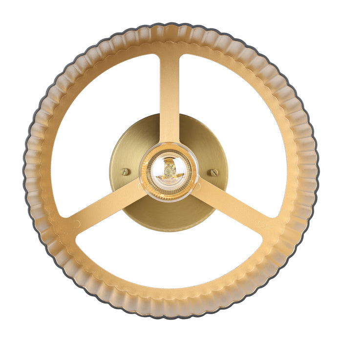 Leilani 11-inch 1-light Brushed Gold Semi-Flush Mount with Matte Black and Gold Metal Shade