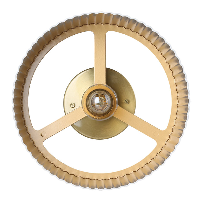 Leilani 11-inch 1-light Brushed Gold Semi-Flush Mount with Matte White and Gold Metal Shade