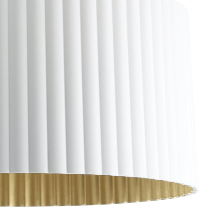 Leilani 11-inch 1-light Brushed Gold Semi-Flush Mount with Matte White and Gold Metal Shade