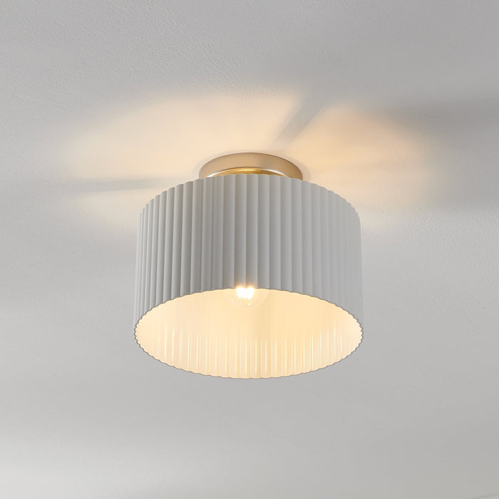 Leilani 11-inch 1-light Brushed Nickel Semi-Flush Mount with Matte White Metal Shade