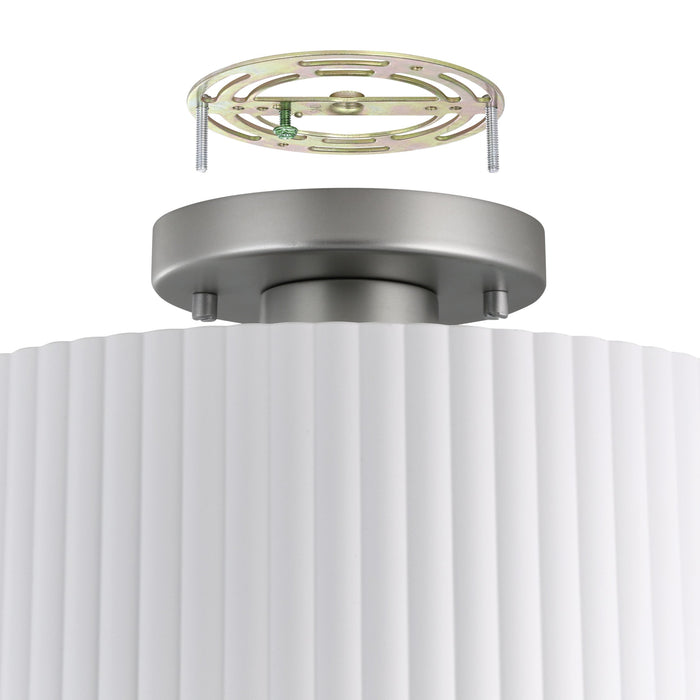 Leilani 11-inch 1-light Brushed Nickel Semi-Flush Mount with Matte White Metal Shade