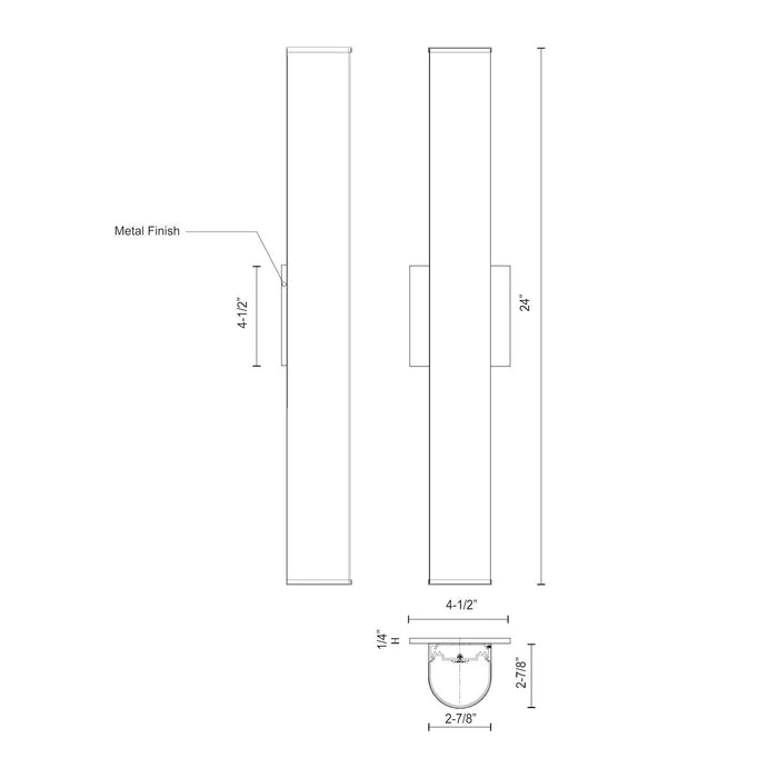 Longitude 24-in Aluminum Vanity Light