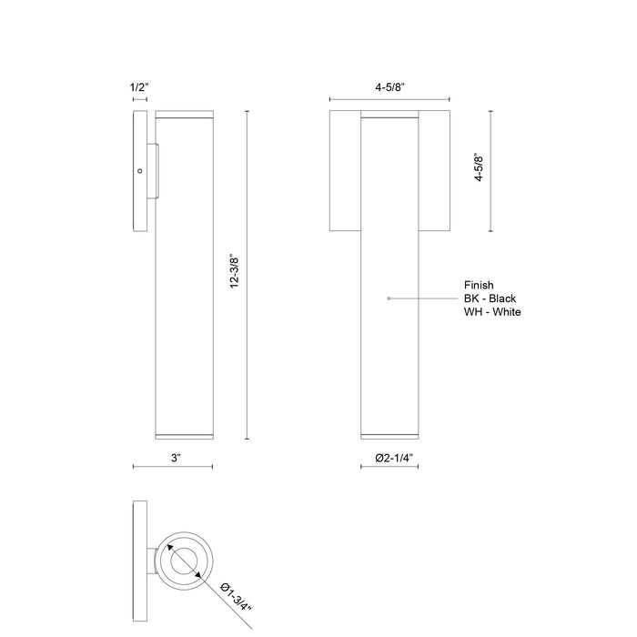Lorna 12-in (2-in Dia.) Aluminum Outdoor Wall Sconce