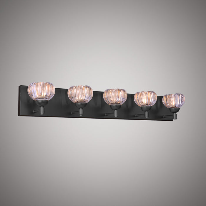 5 Lights Lotus 32-in Vanity Light Black  Dimmable 250W