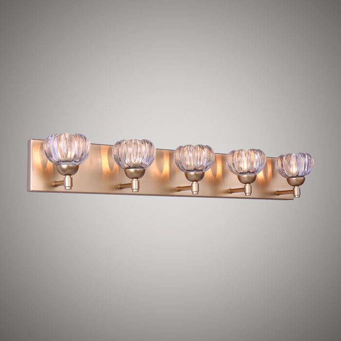 Satin Brass Lotus 5-Light Vanity Light  Dimmable