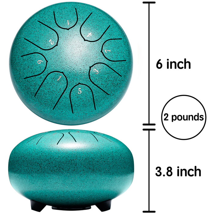 Lronbird Steel Tongue Drum 6 Inch 8 Notes Rain Drum Style Gift