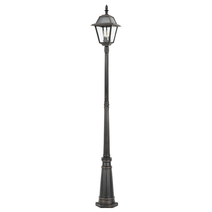 LUTEC Outdoor Solar Lamp Post Light, 300LM Waterproof, Aluminum, Brown, Dusk to Dawn for Garden, Patio, Yard