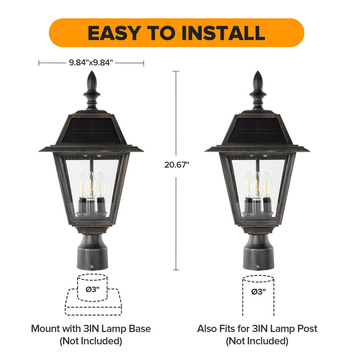LUTEC Outdoor Solar Lamp Post Light, Dusk to Dawn, 300LM, Waterproof, Brown, Model 6936704213