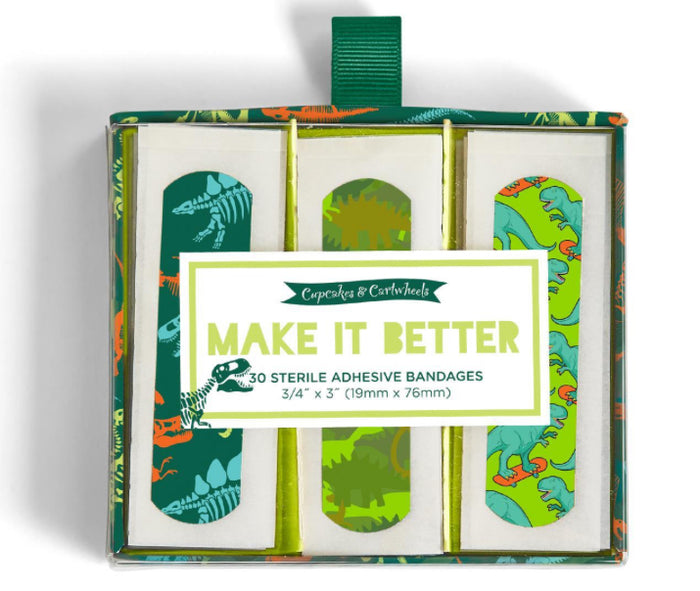 Make it Better 30 Pc Dinosaur Pattern Bandages in Gift Box Includes 3 Patterns - Plastic