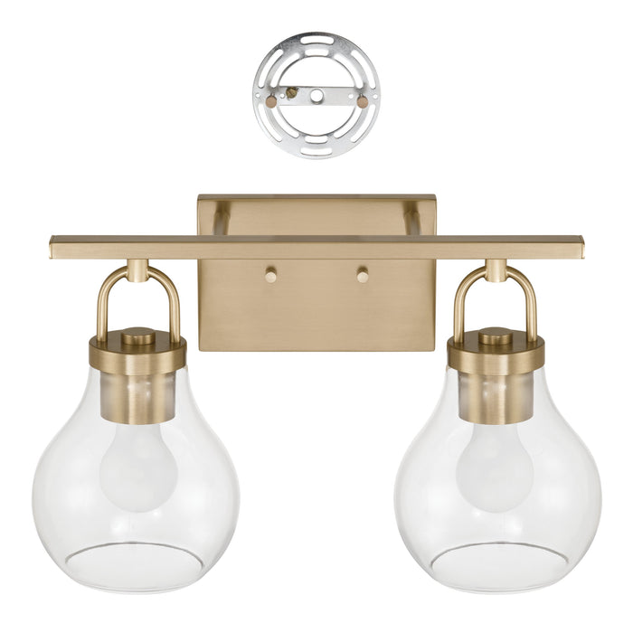 Mansfield 16-inch 2-light Champagne Gold Vanity Light with Clear Glass Shades