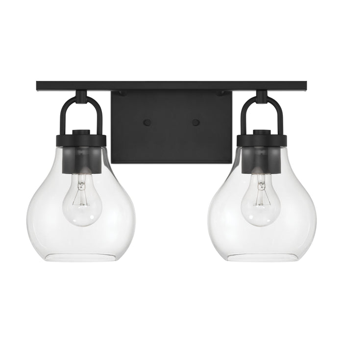 Mansfield 16-inch 2-light Matte Black Vanity Light with Clear Glass Shades