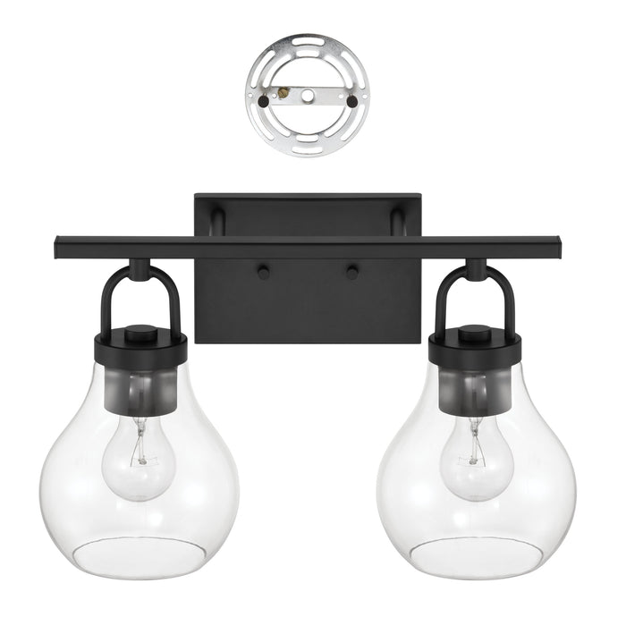 Mansfield 16-inch 2-light Matte Black Vanity Light with Clear Glass Shades