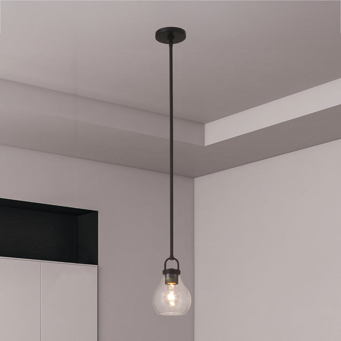 Mansfield 6-inch 1-light Matte Black Pendant Light with Clear Glass Shade