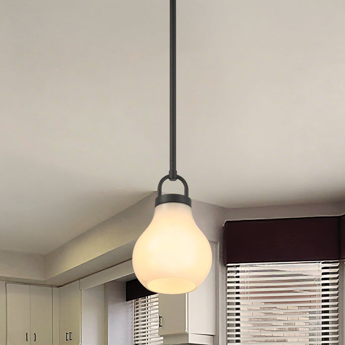 Mansfield 6-inch 1-light Matte Black Pendant Light with Opal Glass Shade