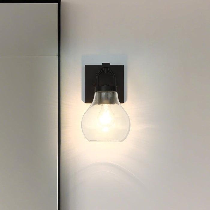 Mansfield 6-inch 1-light Matte Black Vanity Light with Clear Glass Shade