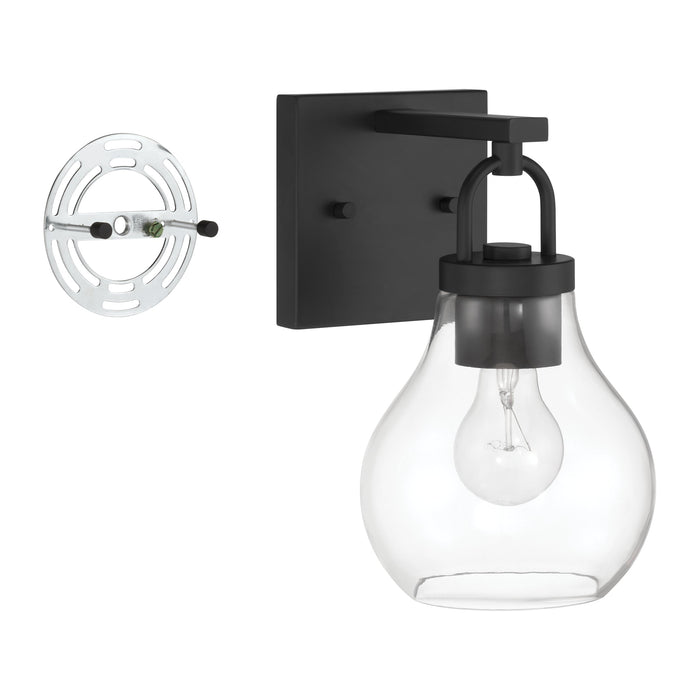 Mansfield 6-inch 1-light Matte Black Vanity Light with Clear Glass Shade