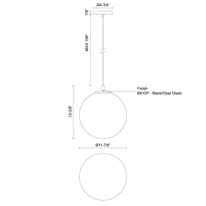 Marco 12-in (196-in Wire) Steel Pendant