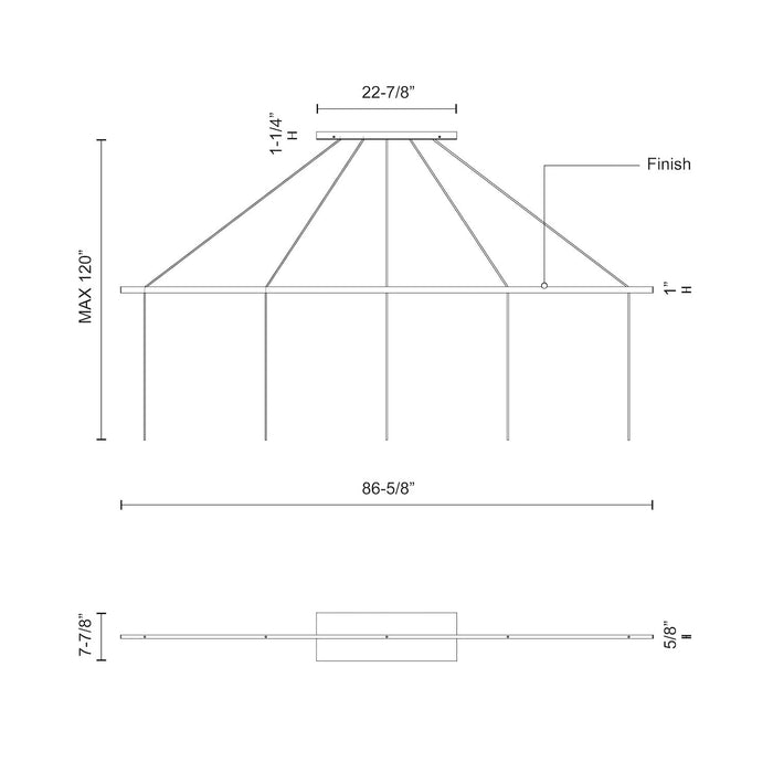 Marquee 86-in Aluminum Linear Pendant Canopy System