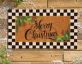 Merry Christmas Holly Coir Mat