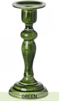 Metal Enamel Green Candlesticks