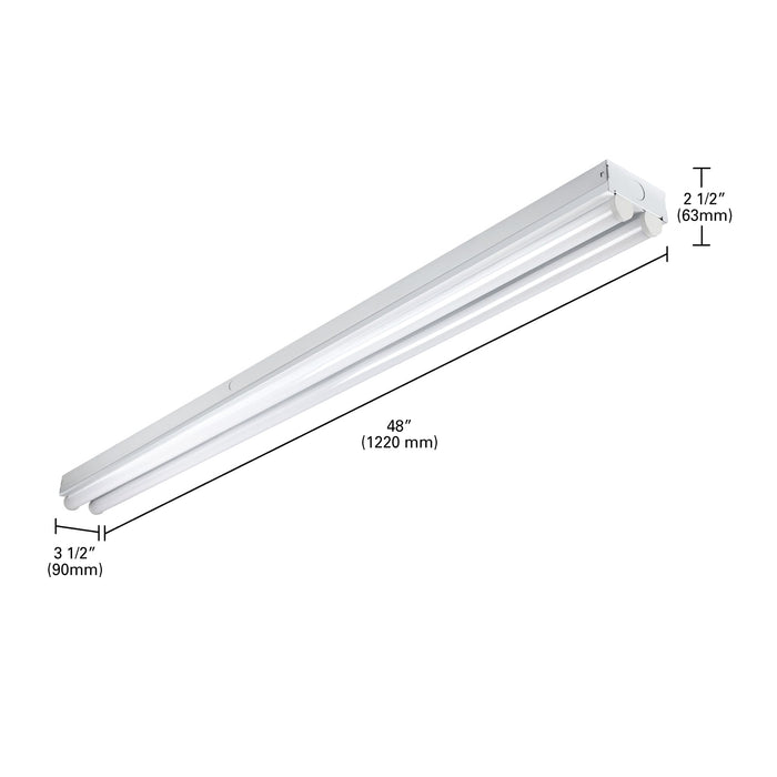 Metalux 4ST2L4040R 4 2 Lamp Strip Light, Alloy Steel, 4 ft, No Color