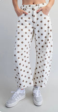 Mineral Washed Polka Dot Barrel Pants