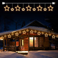Minetom Christmas Star Window Lights - 13ft Icicle String Lights, 150 Mini Bulbs, 9 Drops, White, Model 39532