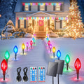 Minetom Solar C9 Christmas Pathway Lights - 20 LED, 8 Modes, Timer, 32FT, 2 Pack, Multicolor