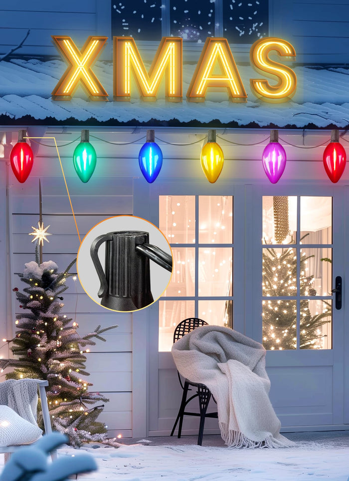 Minetom Solar C9 Christmas Pathway Lights - 20 LED, 8 Modes, Timer, 32FT, 2 Pack, Multicolor