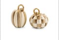 Mocha Check And Stripe Petite Pumpkins, Set Of 2