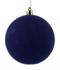 Navy smooth flocked ball ornament