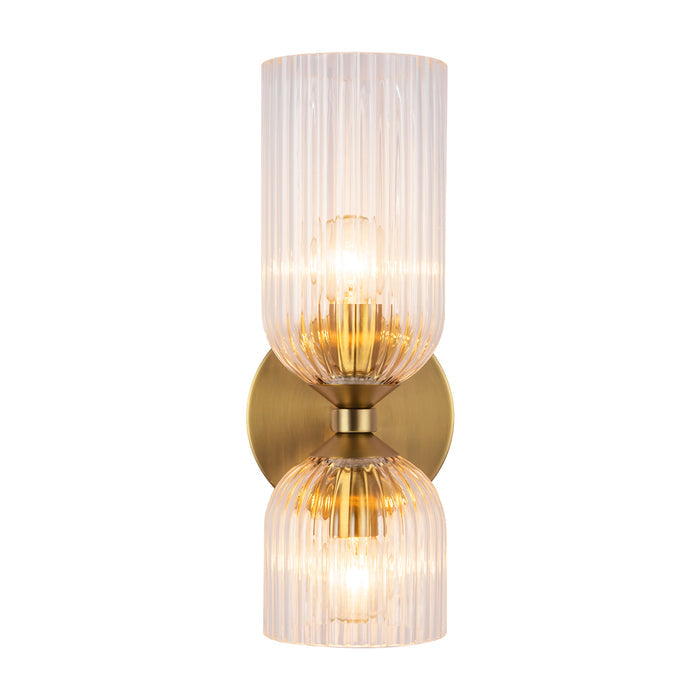 Brushed Gold/Clear Ribbed Glass