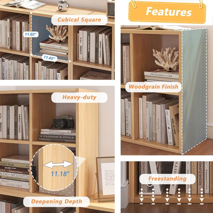 NELYE 6 Cube Organizer Bookcase - Fabric Storage Bins Container, Open Shelf Simple Compartments Bookshelf, White