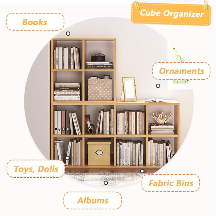 NELYE 6 Cube Organizer Bookcase - Fabric Storage Bins Container, Open Shelf Simple Compartments Bookshelf, White