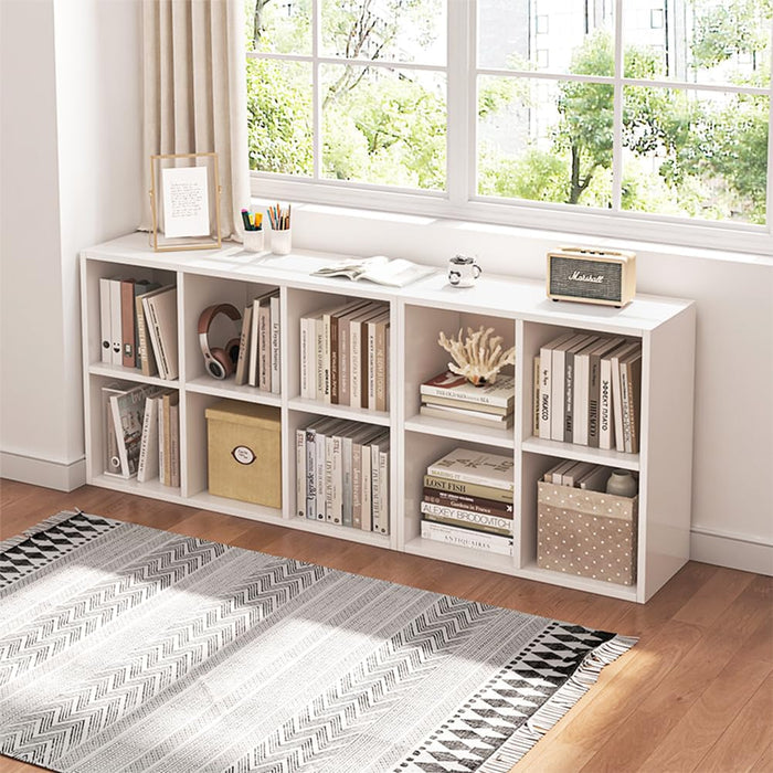 NELYE 6 Cube Organizer Bookcase - Fabric Storage Bins Container, Open Shelf Simple Compartments Bookshelf, White