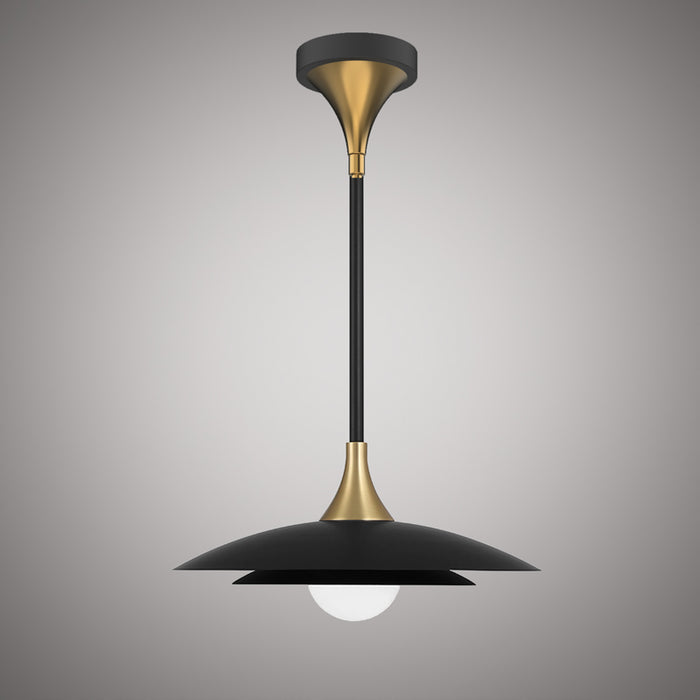 1 Lights New Port 17-in Pendant  Matte Black/Aged Brass  Dimmable 60W