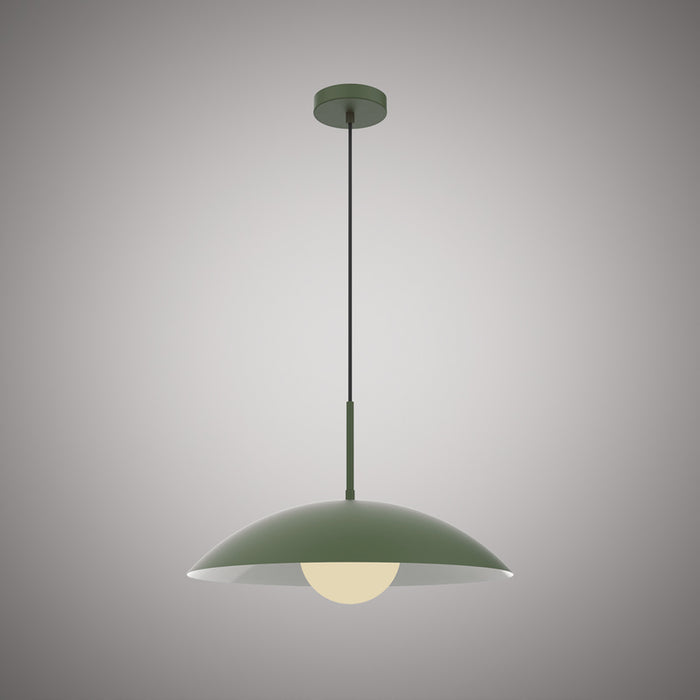 1 Lights Nordic Pendant Green Outside/Matte White Inside  Dimmable 60W