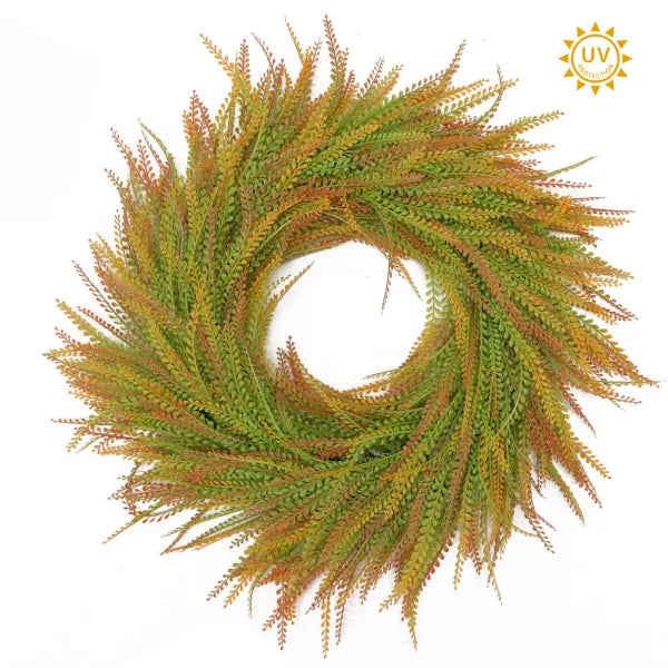 Orange deluxe grass wreath 28 inch round UV treated